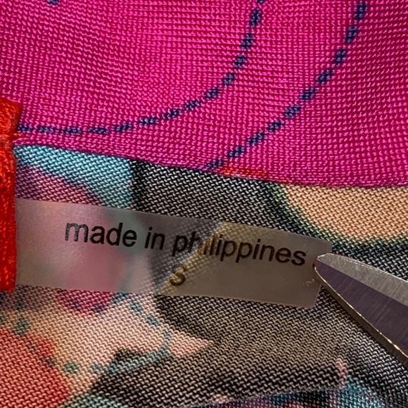 JOSIE Natori Short Robe Size Small Multicolor Print Boho Whimsy Hippie Pink - Picture 11 of 14